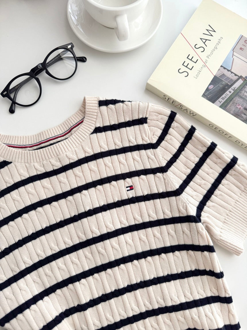 Tommy Short-Sleeve Cable Knit Sweater