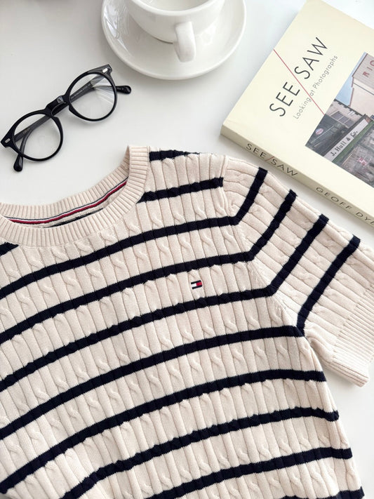 Tommy Short-Sleeve Cable Knit Sweater