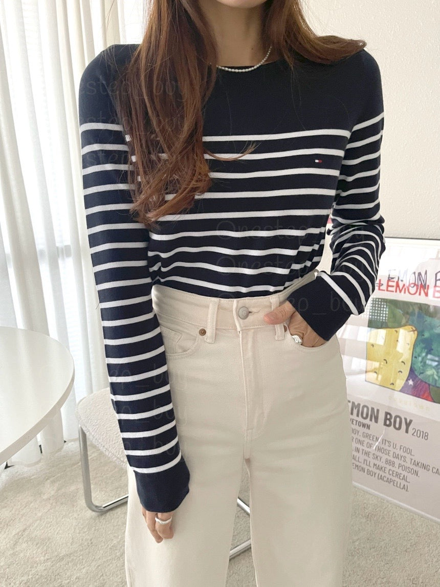 Women Striped Boatneck Sweater