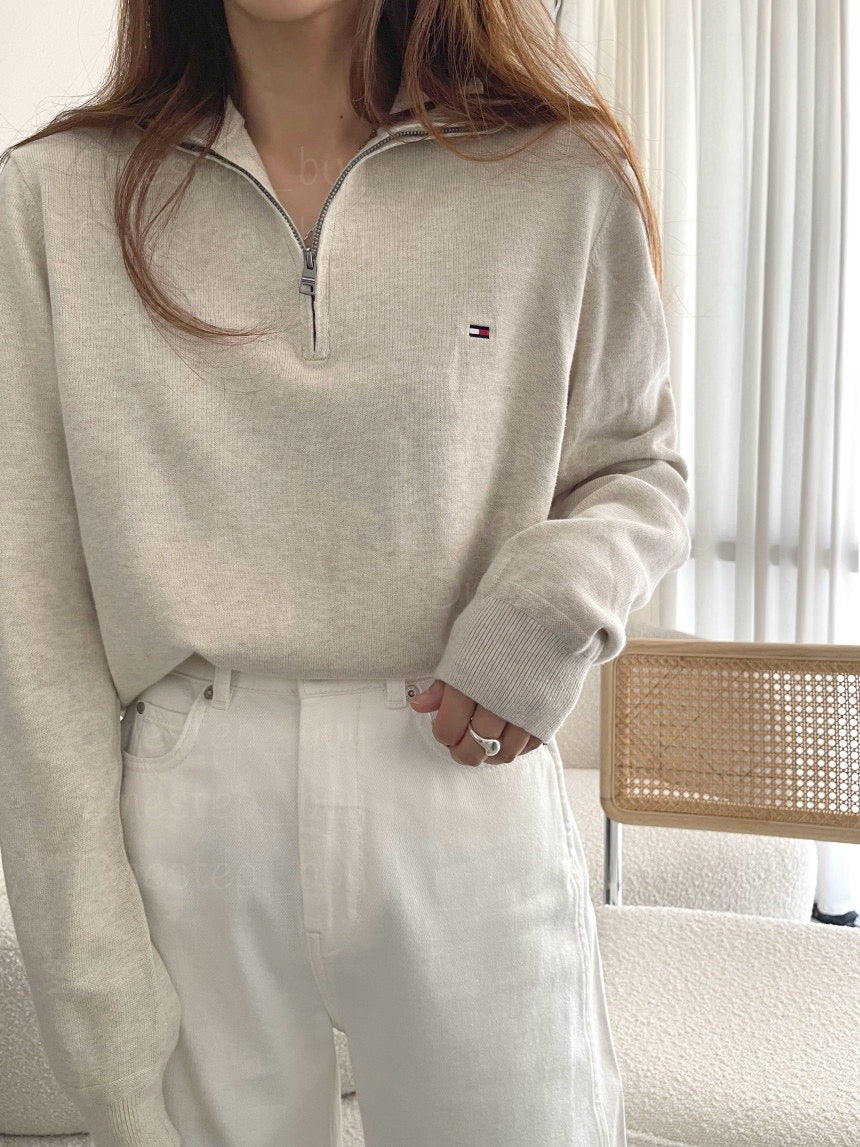 Men Solid Quarter-Zip Sweater