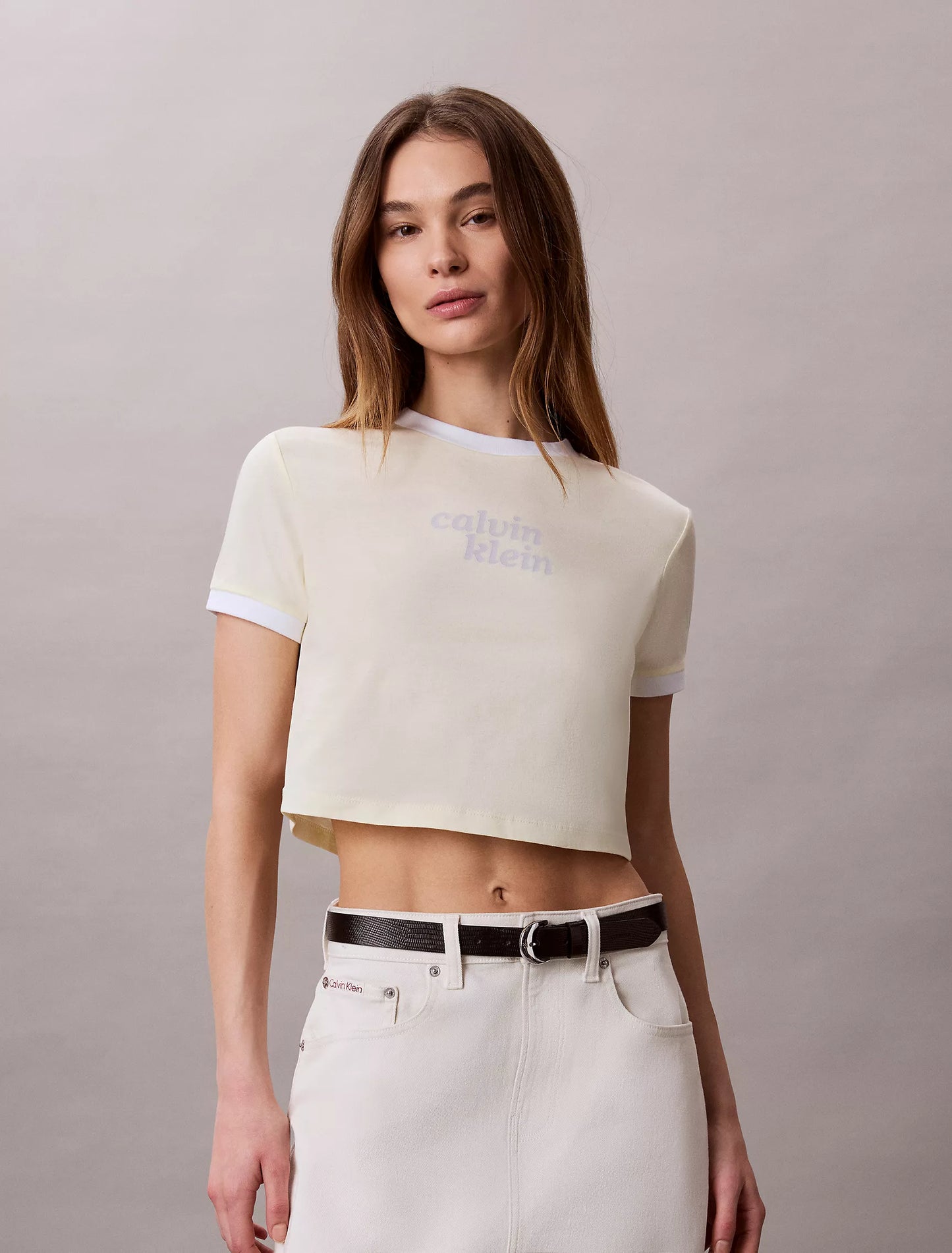 Women Logo Graphic Cropped Ringer Tee