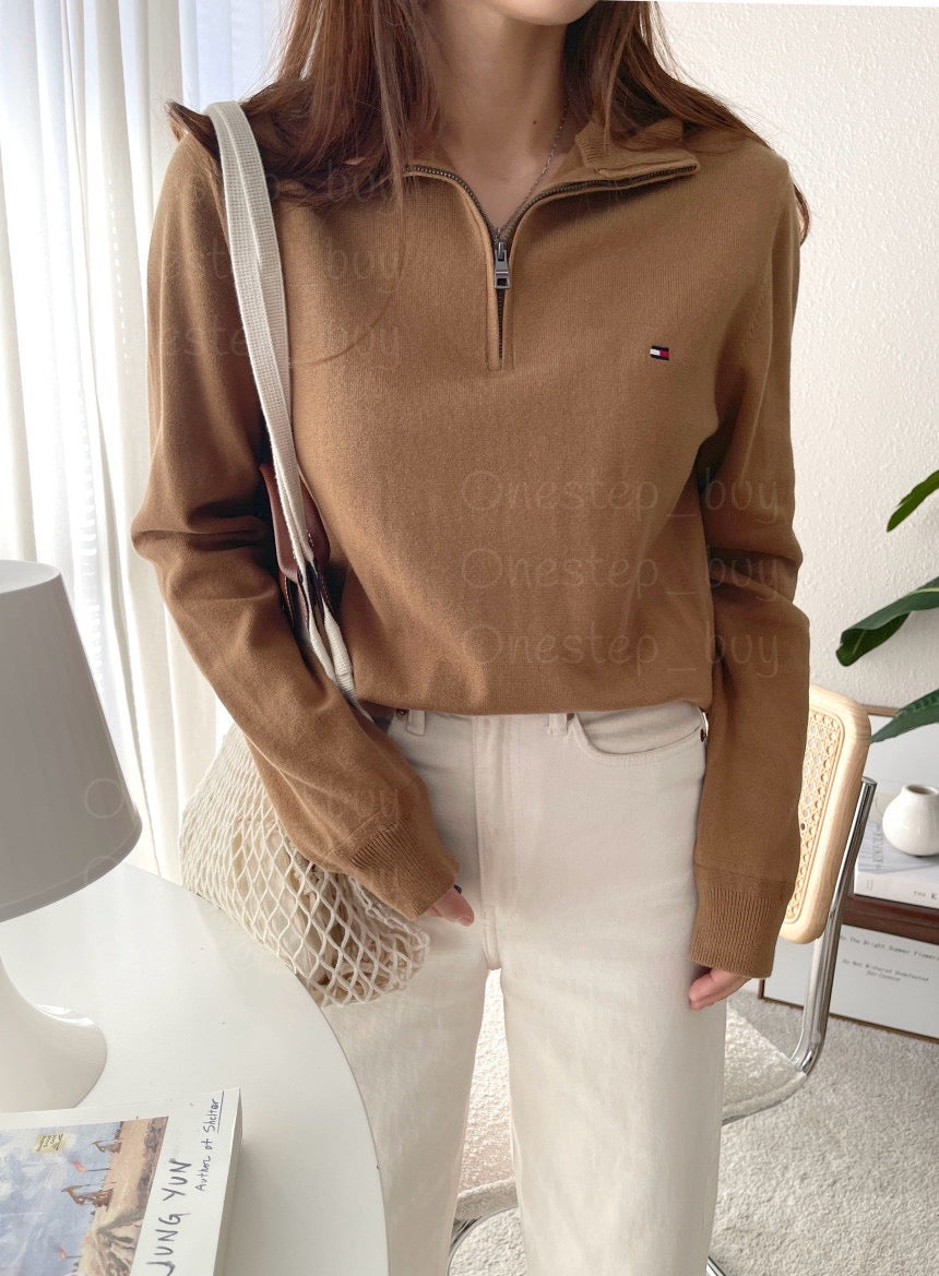Men Solid Quarter-Zip Sweater