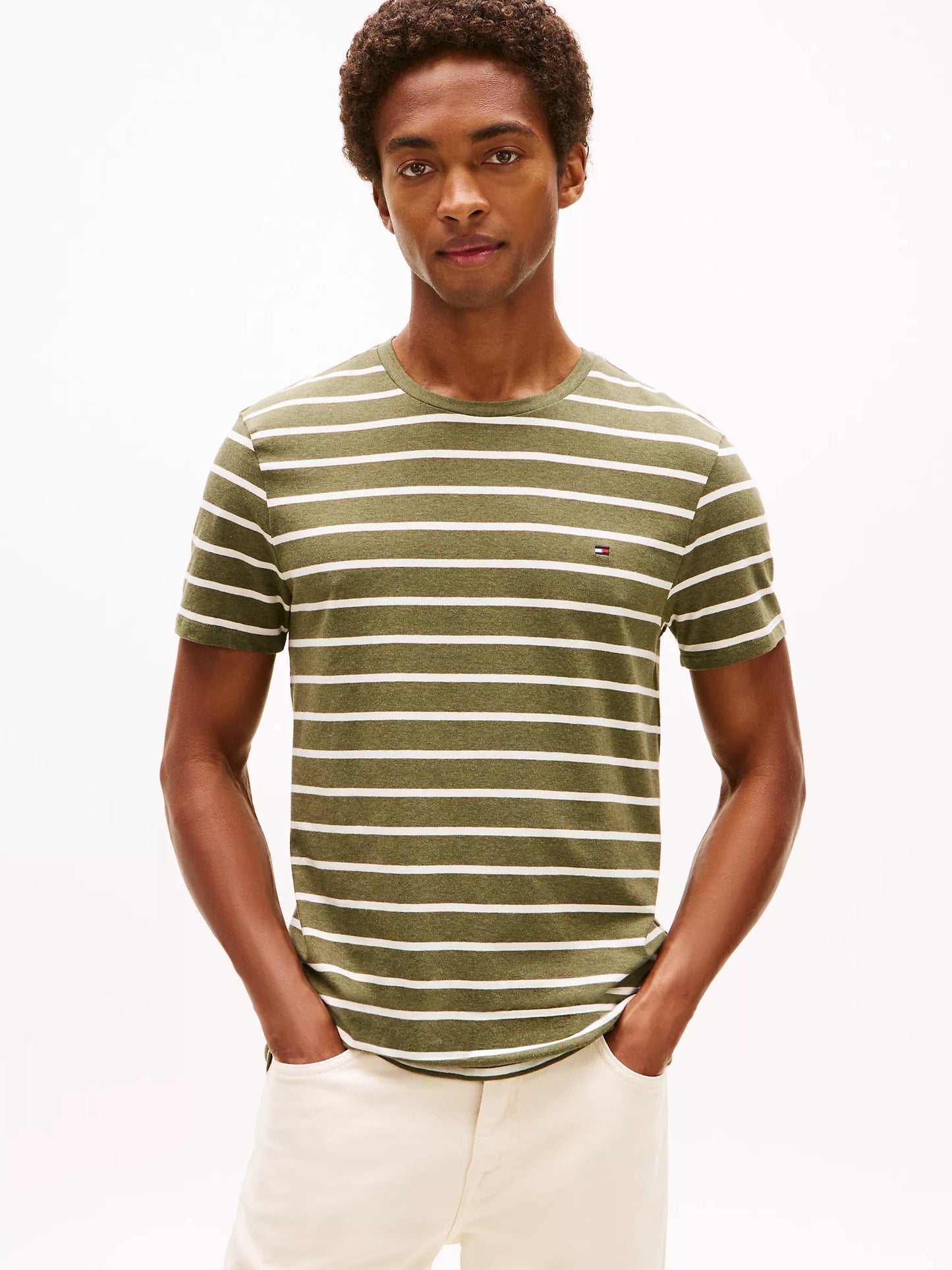 Men Slim Fit Stripe Crewneck Tee