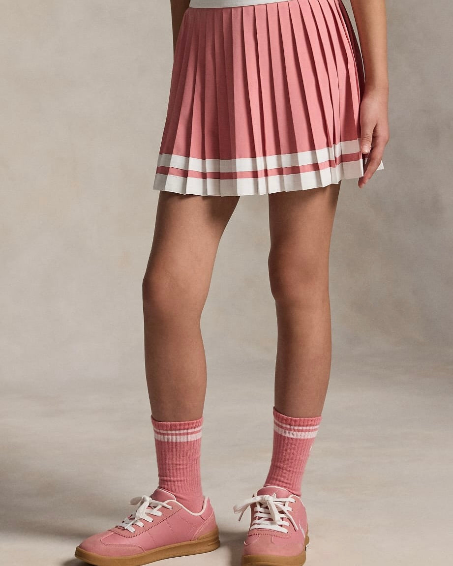 Girls Striped Pleated Pull-On Skort