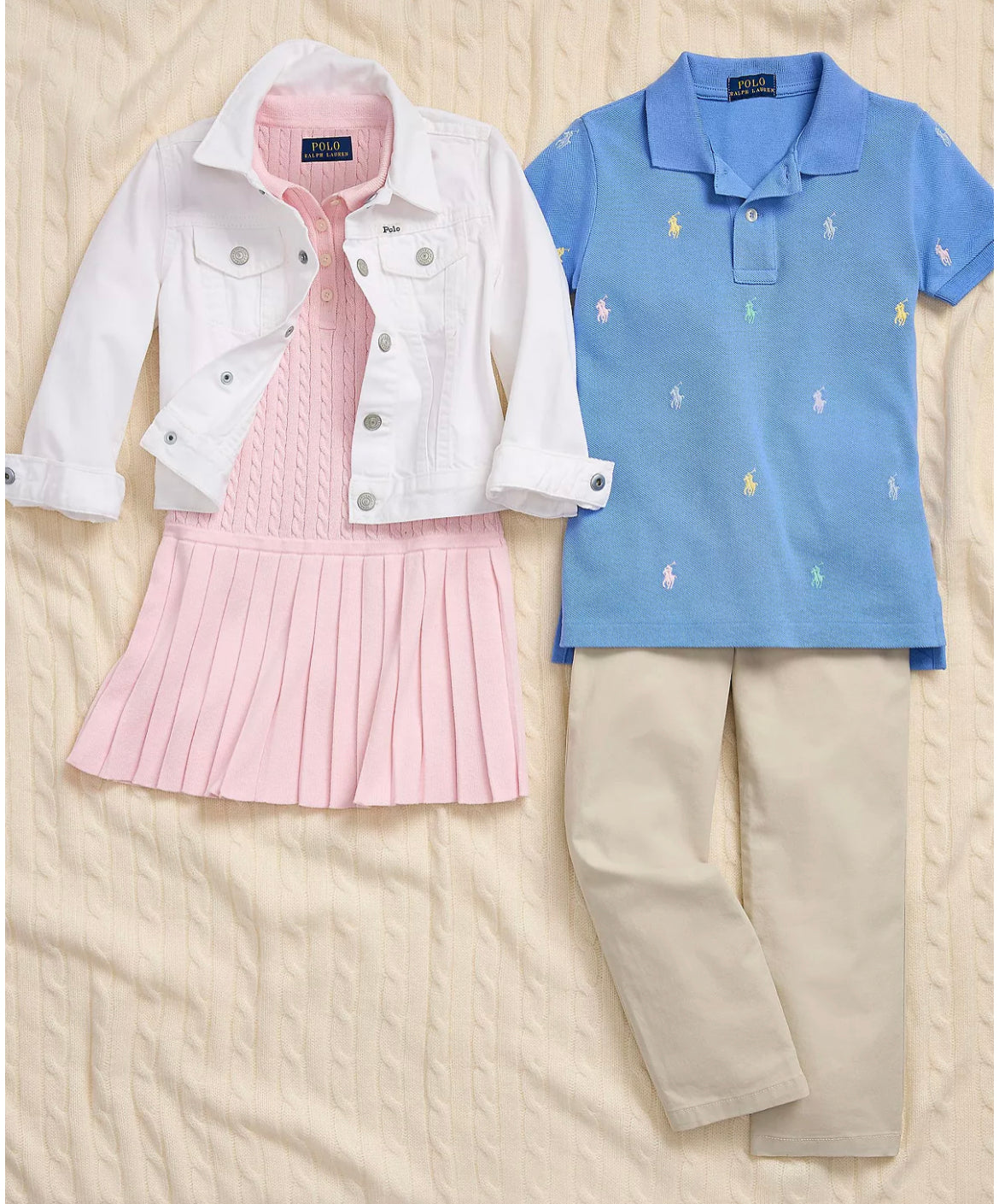 Girls Mini-Cable Cotton-Blend Polo Dress