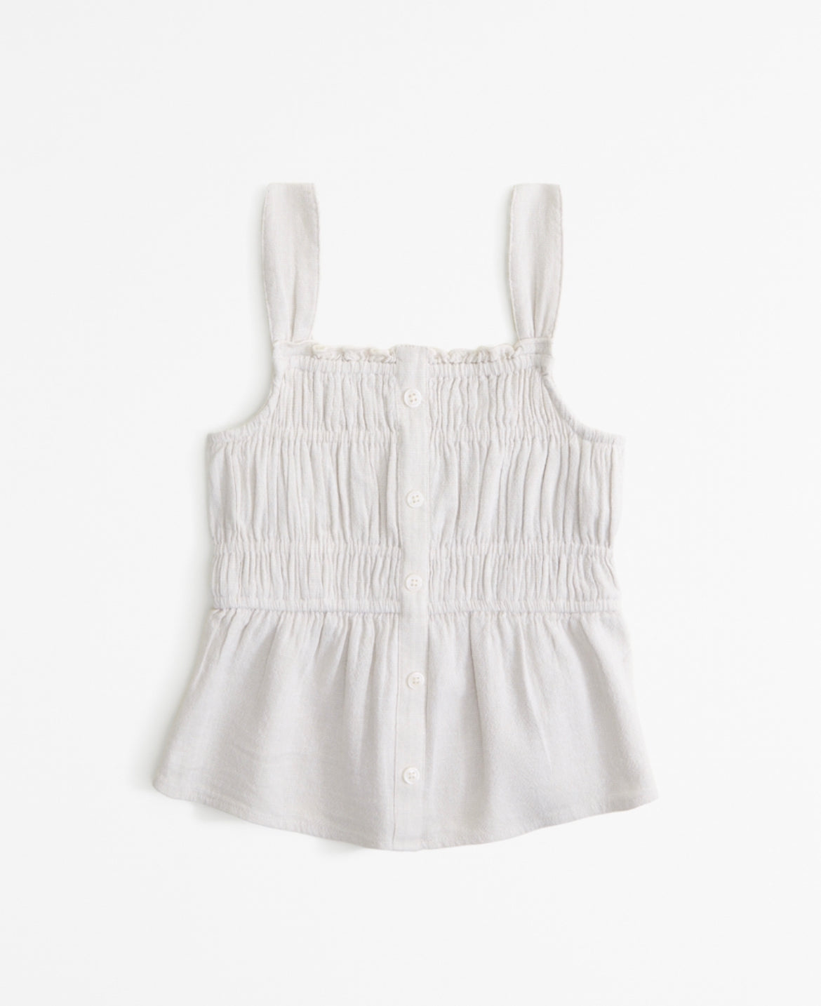 Girls Linen Blend Button Through Set Top