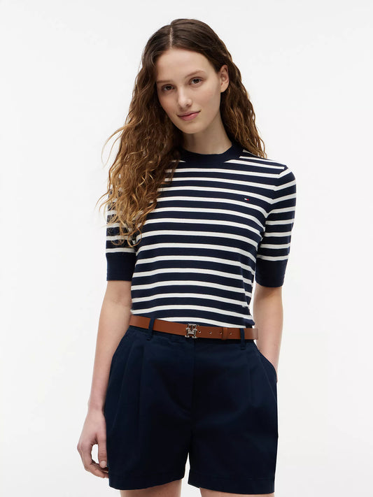 Tommy Short-Sleeve Crewneck Sweater