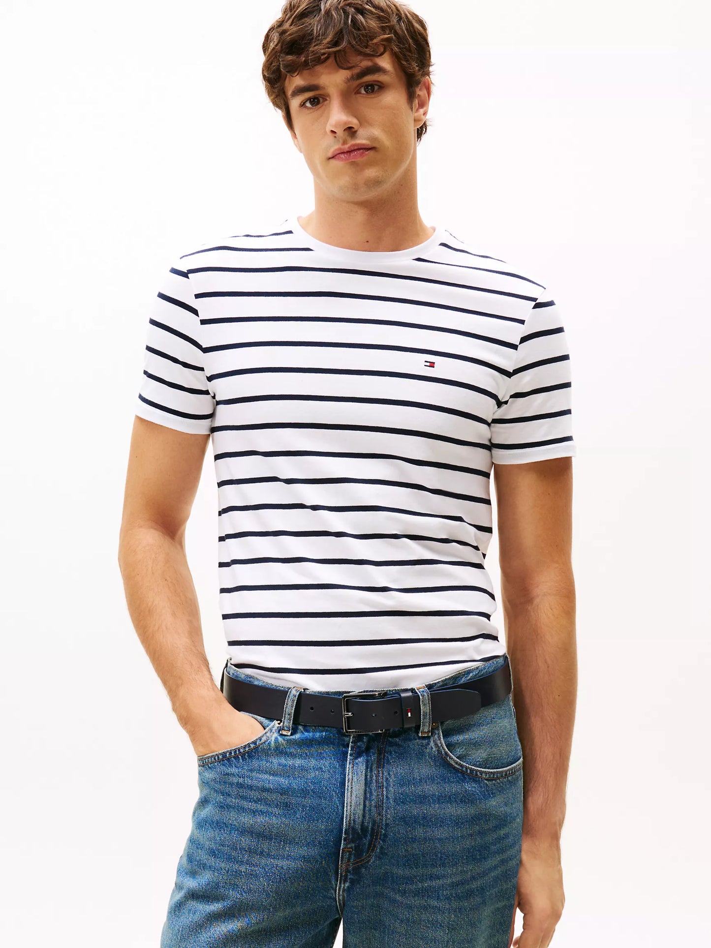 Men Slim Fit Stripe Crewneck Tee