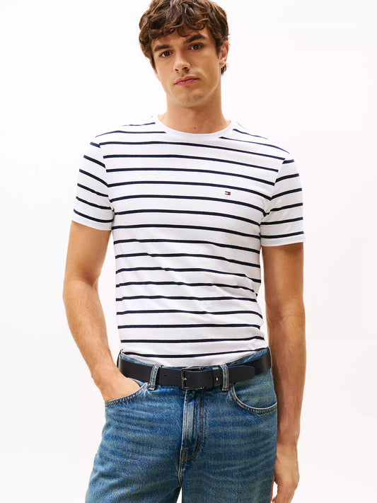 Men Slim Fit Stripe Crewneck Tee