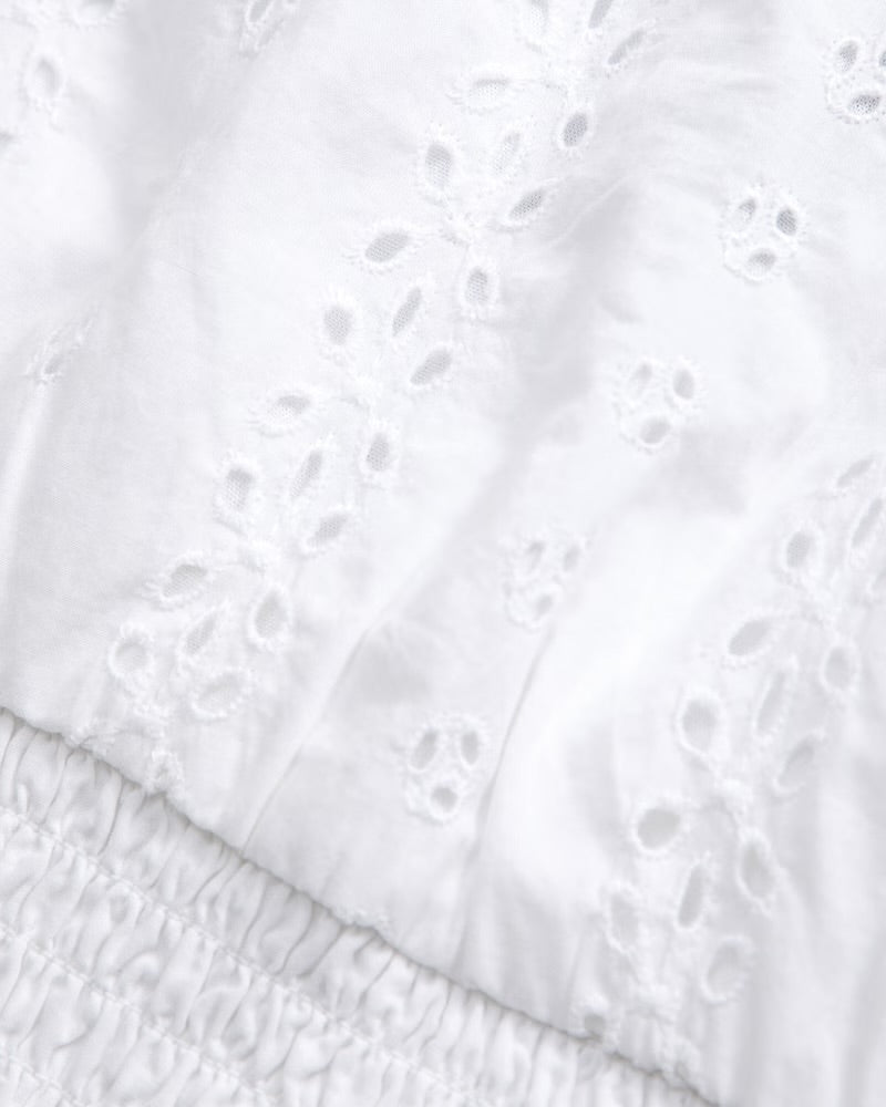 Girls Eyelet Smocked Waist Set Top