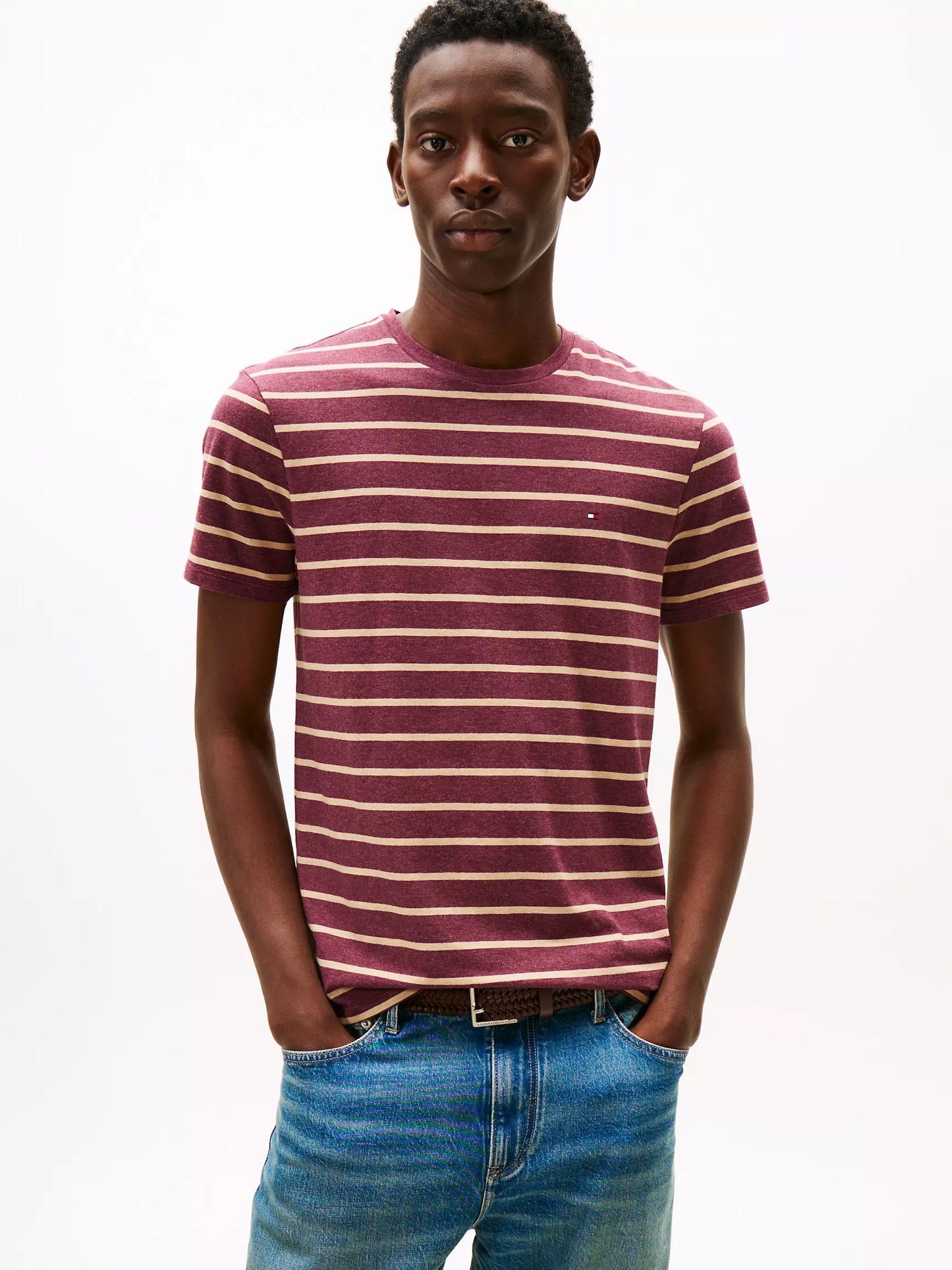 Men Slim Fit Stripe Crewneck Tee