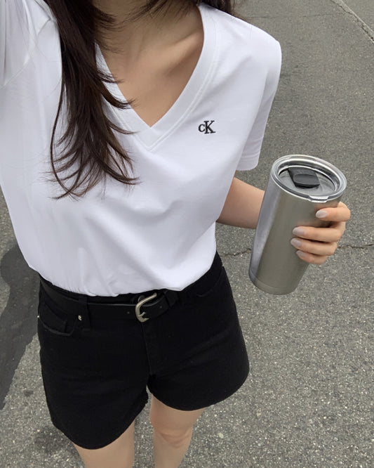 Women Monogram V-Neck Tee