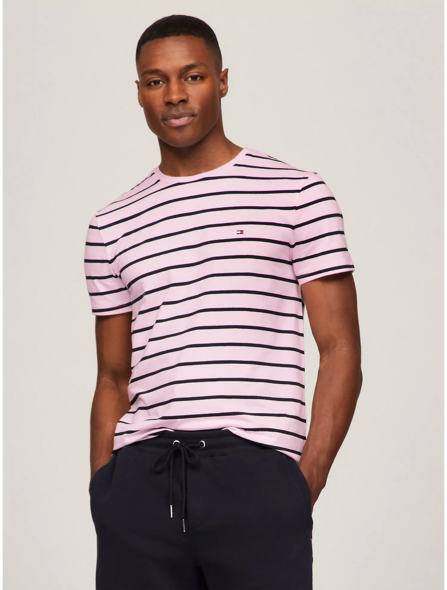 Men Slim Fit Stripe Crewneck Tee
