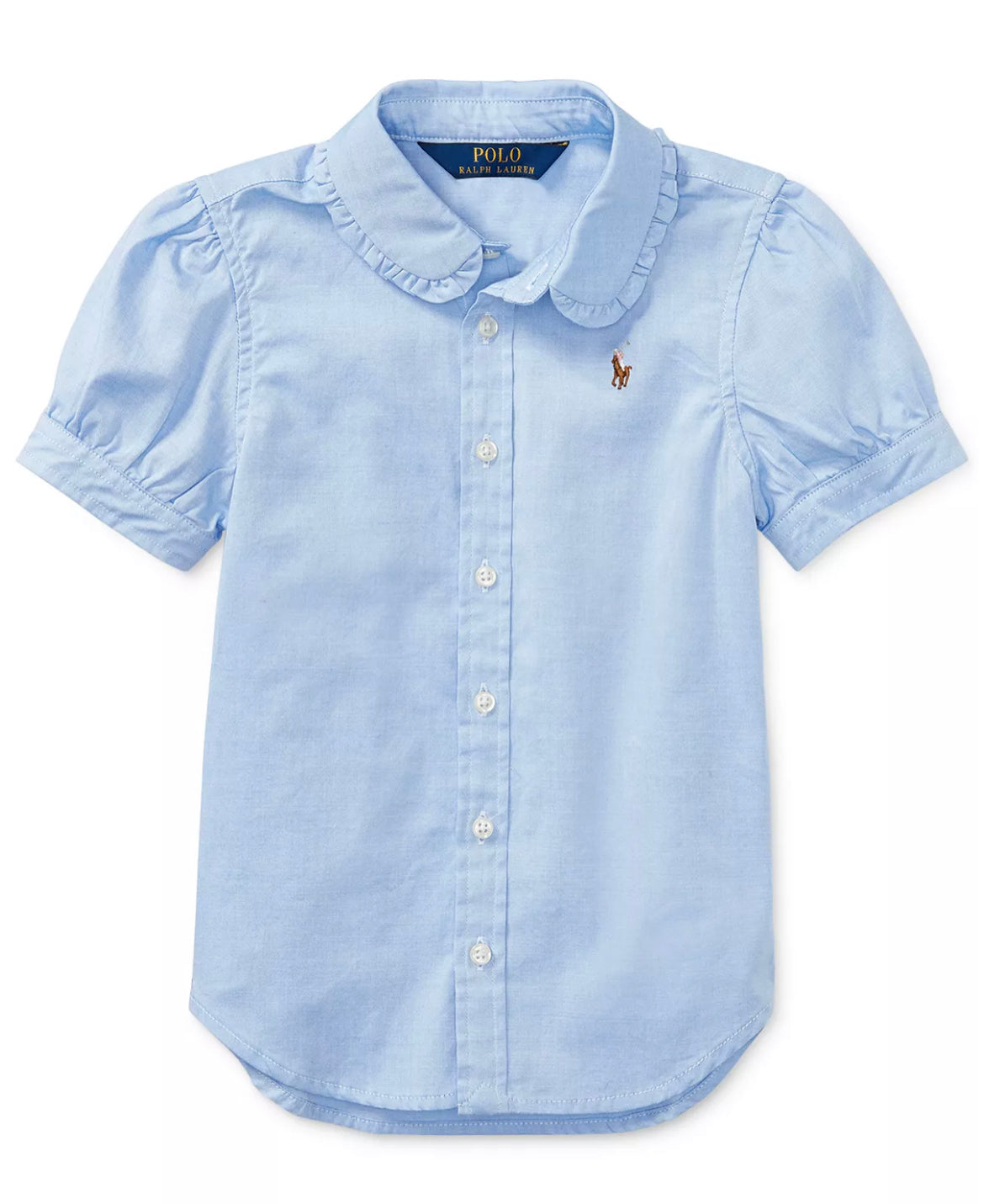 Girls Short Sleeve Solid Oxford Top