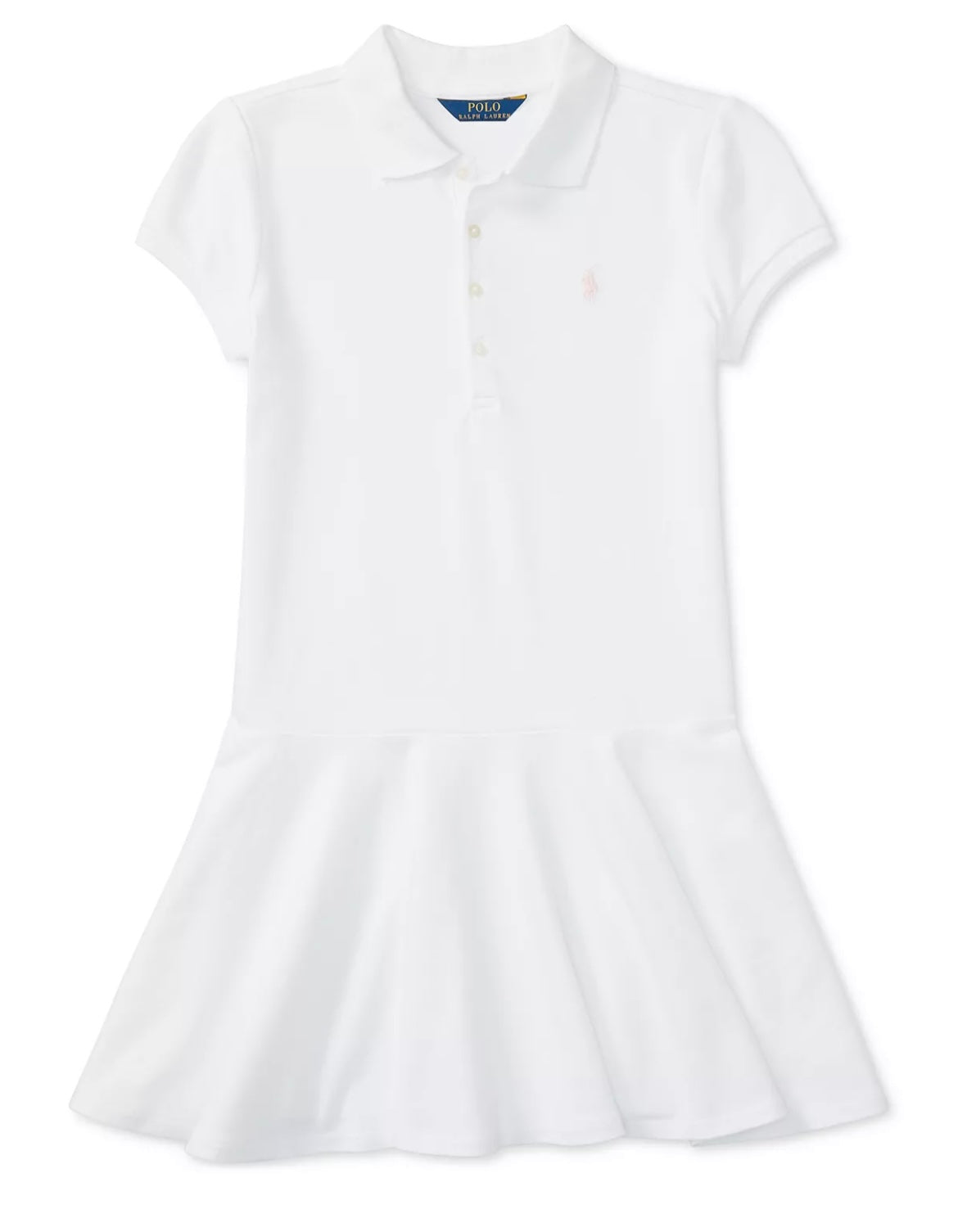 Girls Cotton Mesh Stretch Polo Dress
