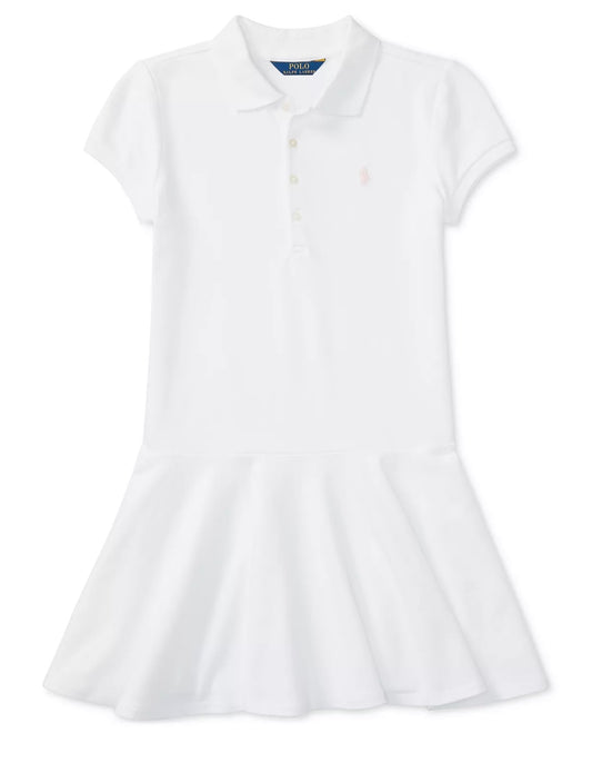 Girls Cotton Mesh Stretch Polo Dress
