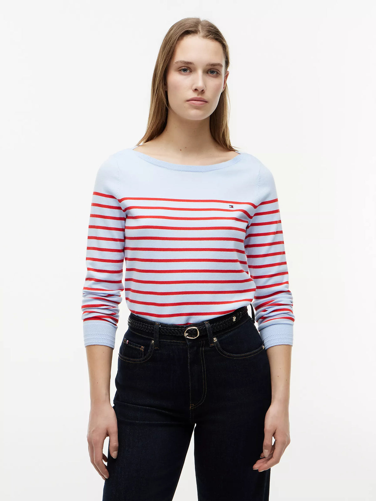 Women Striped Boatneck Sweater