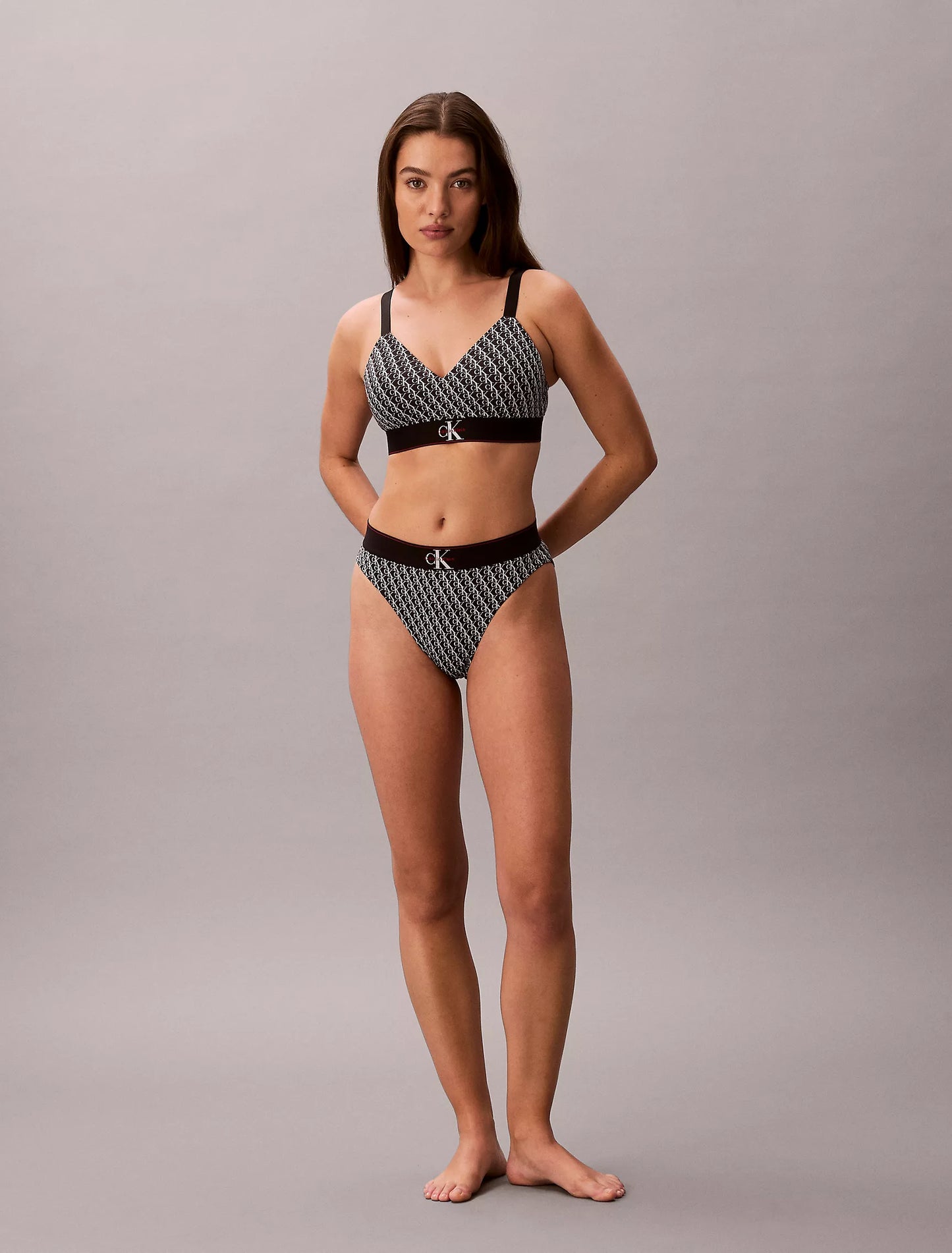 Women Graphic Monogram Microfiber Stretch Lightly Lined Bralette