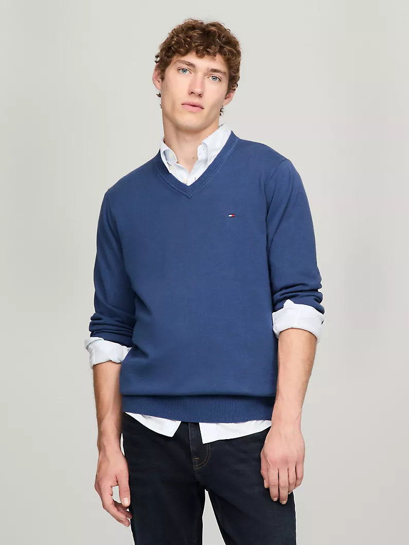 Men Solid V-Neck Sweater