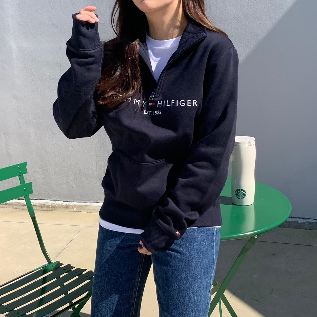 Men Embroidered Tommy Logo Quarter-Zip