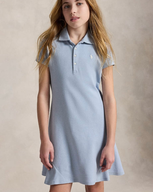 Girls Stretch Mesh Polo Dress