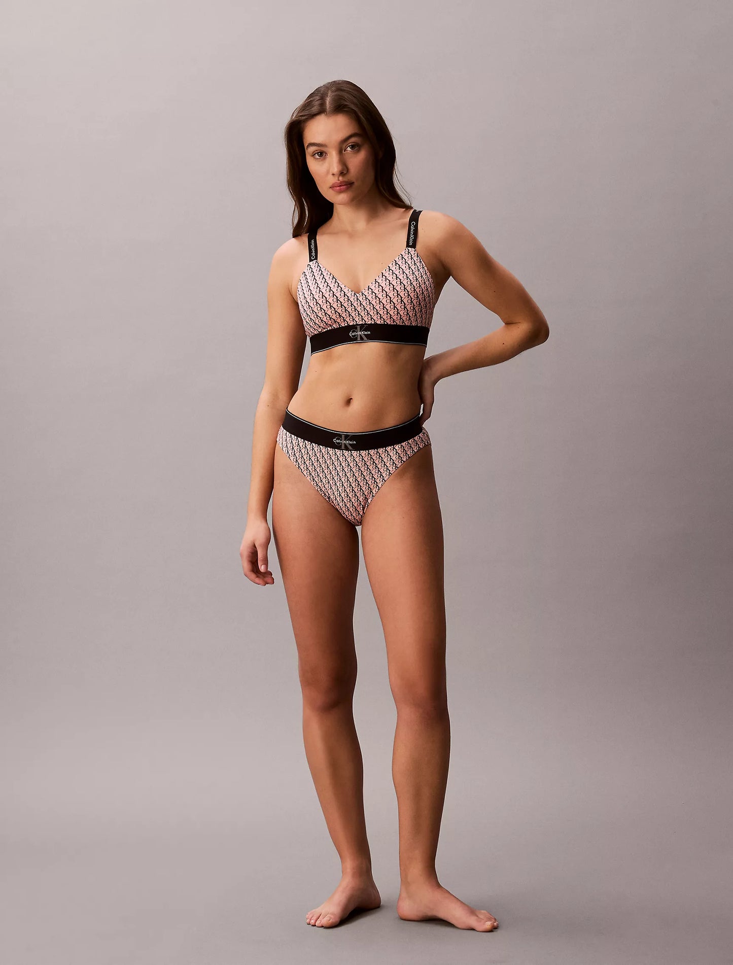 Women Graphic Monogram Microfiber Stretch Lightly Lined Bralette