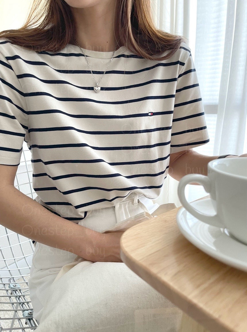 Men Slim Fit Stripe Crewneck Tee
