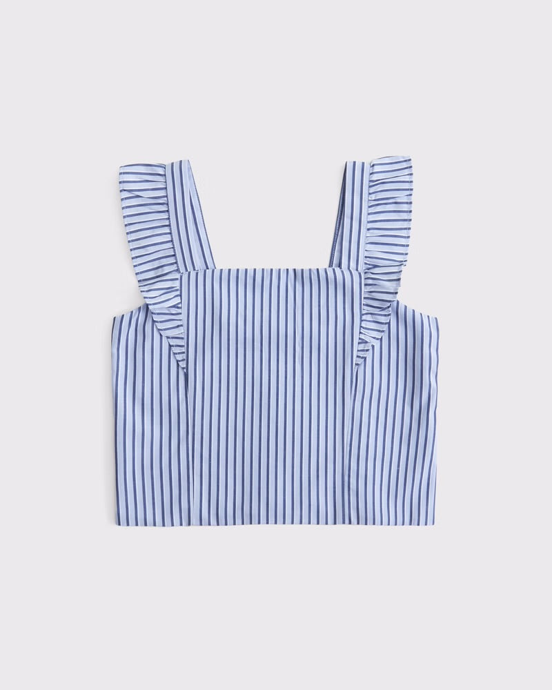 Girls Ruffle Sleeve Poplin Top
