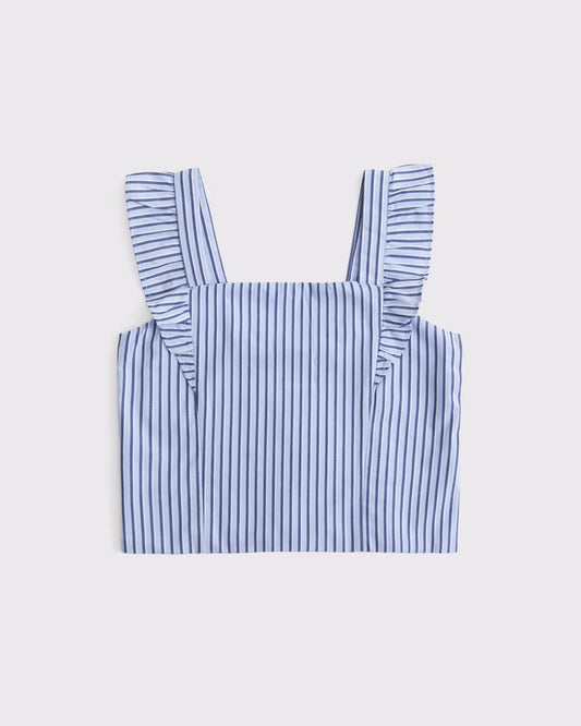 Girls Ruffle Sleeve Poplin Top