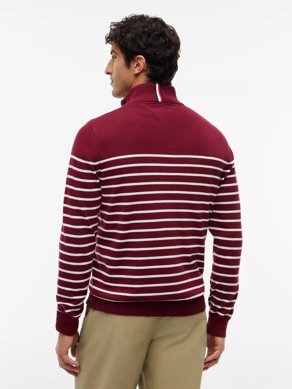 Men Striped Quarter-Zip Sweater
