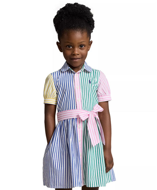 Girls Striped Cotton Fun Shirtdress