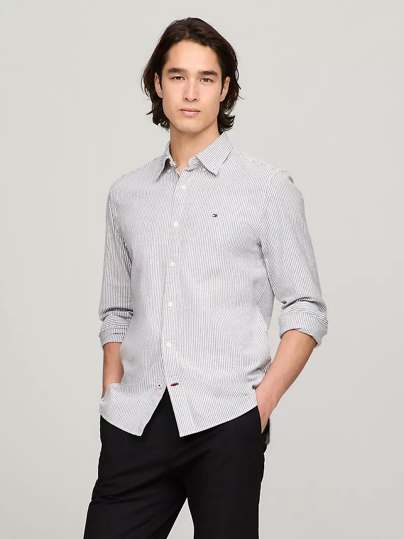 Men Stripe Stretch Oxford Shirt