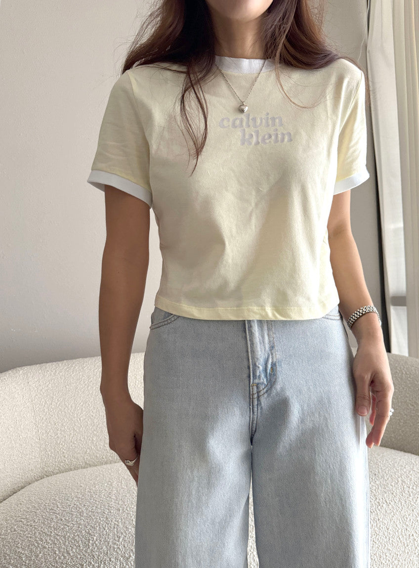 Women Logo Graphic Cropped Ringer Tee
