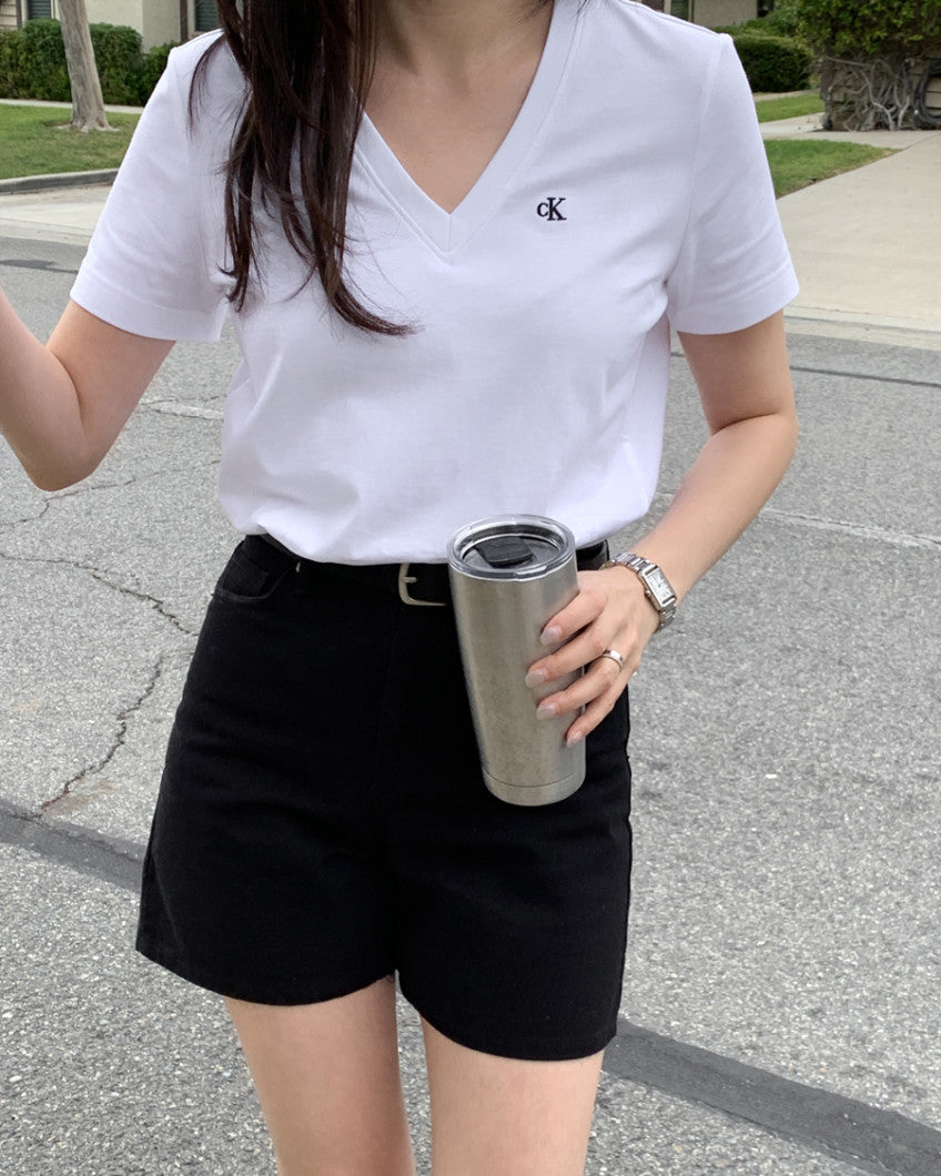 Women Monogram V-Neck Tee