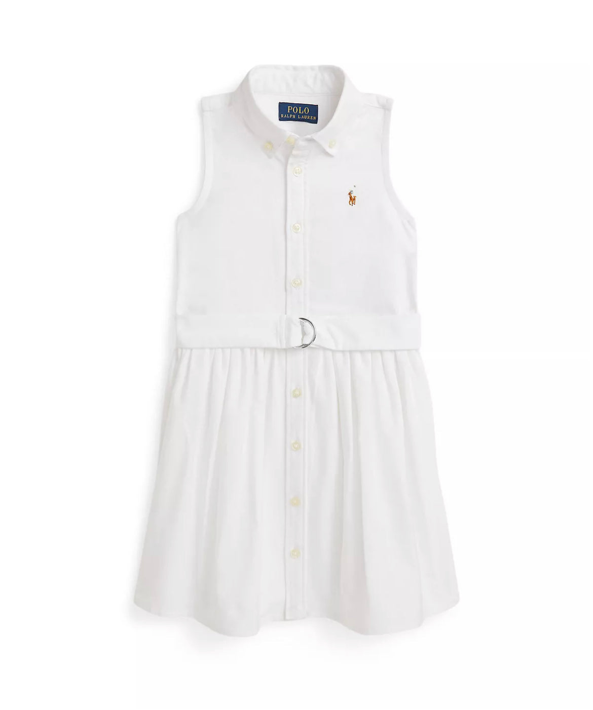 Girls Belted Cotton Oxford Shirtdress