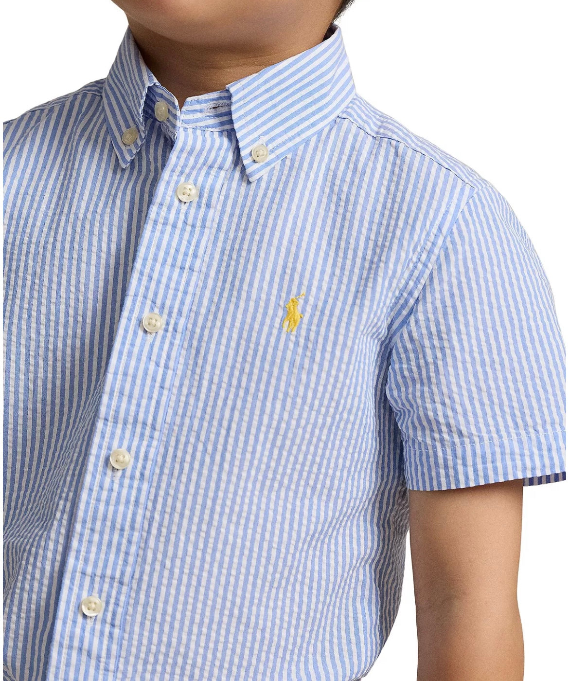Boys Seersucker Short Sleeve Shirt