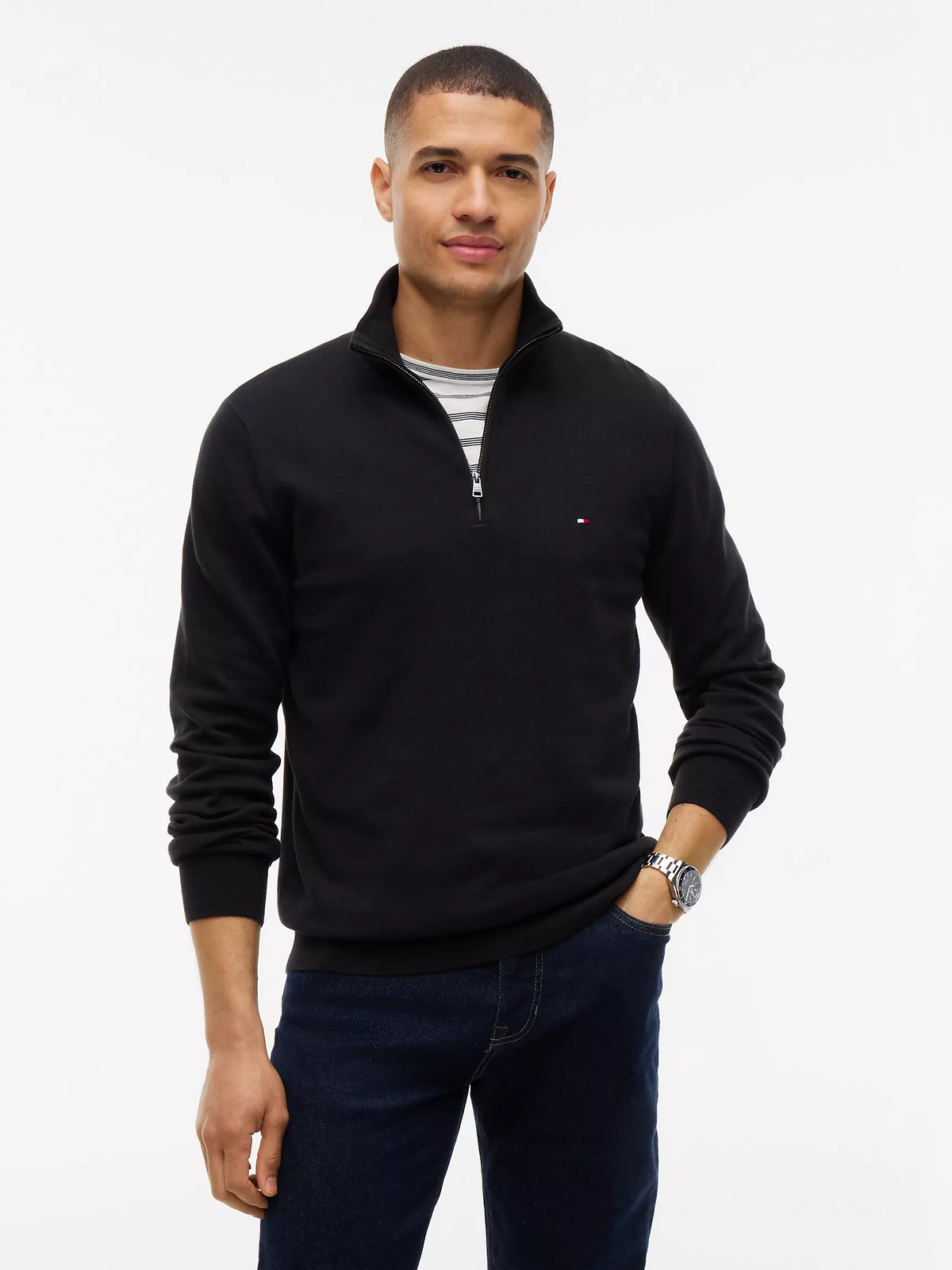 Men Solid Quarter-Zip Sweater