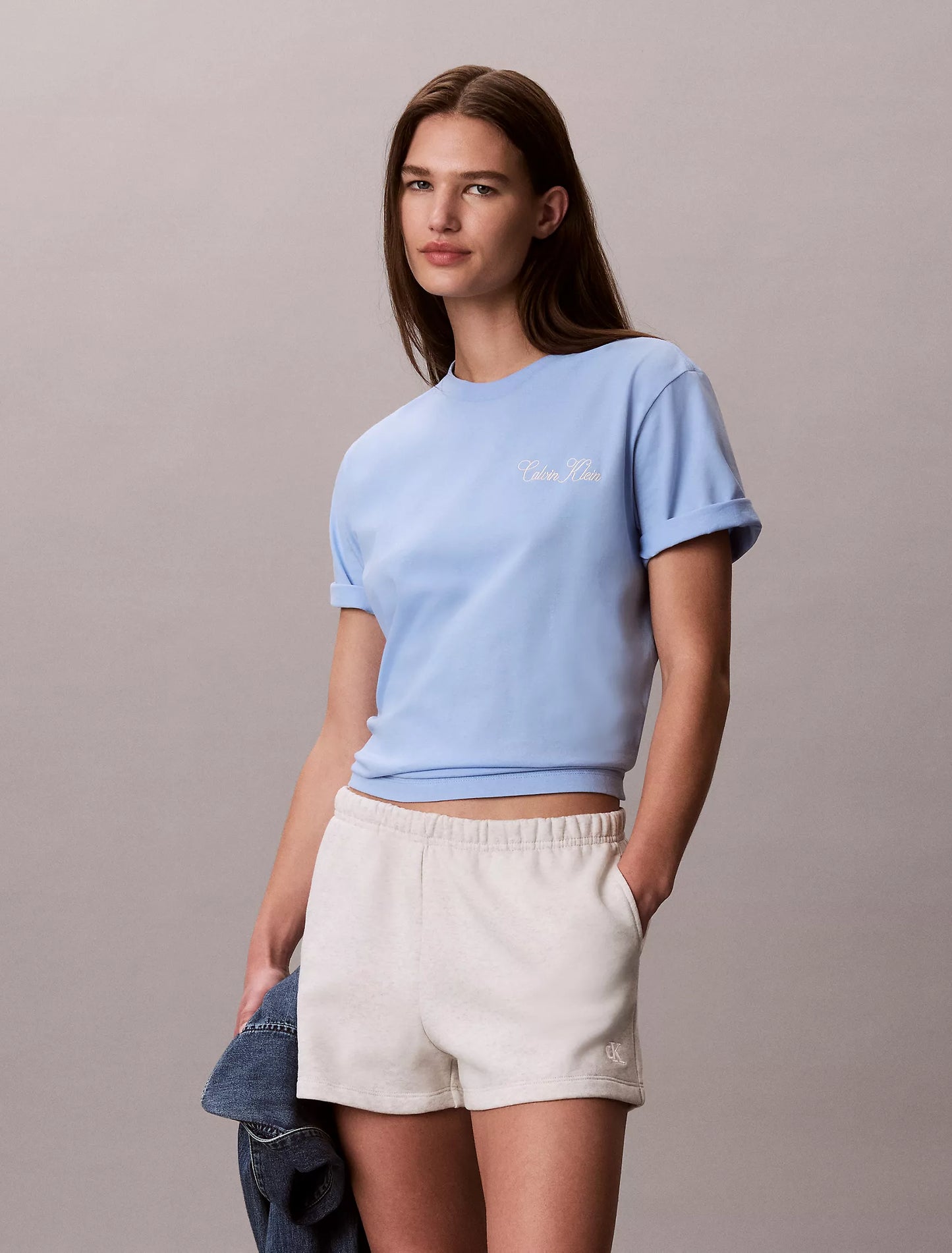 Women Cursive Calvin Klein Graphic Boxy Tee