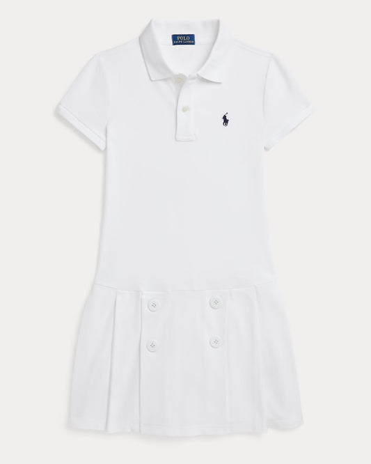 Big Girls Nautical Stretch Mesh Polo Dress